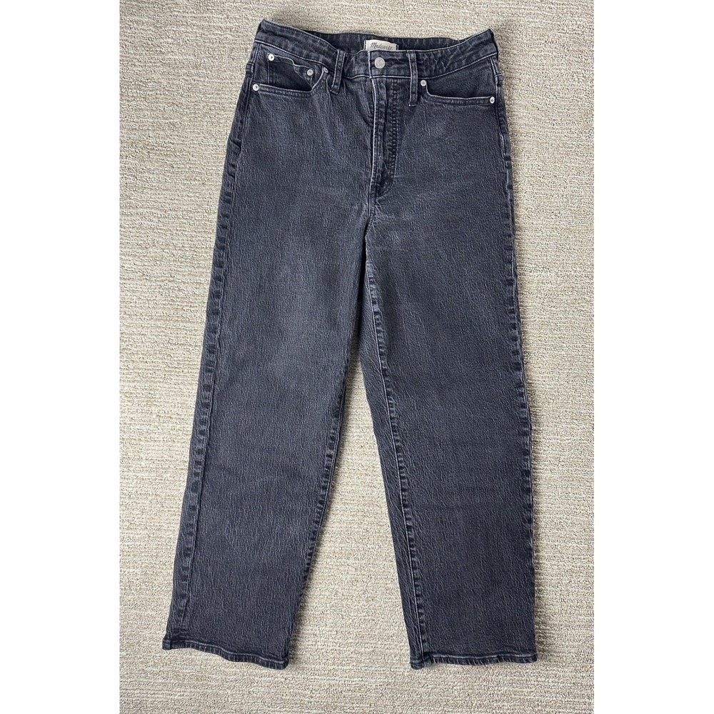 Madewell Curvy Perfect Vintage Wide-Leg Jeans Faded Black High Rise Size 30